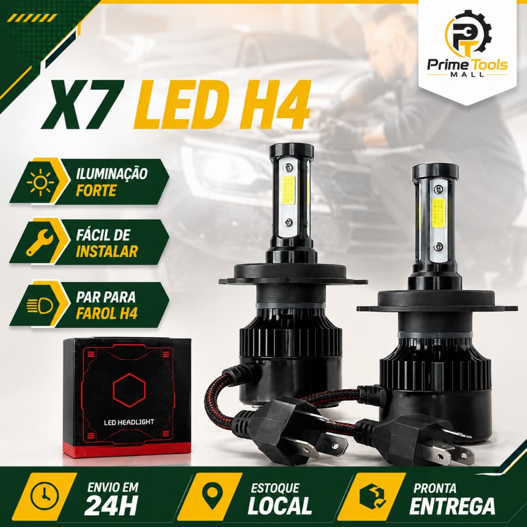 kit de lâmpadas super led x7 20000 lúmens 6000k h4 Par Super Led Mini  Kit Super Led Gol Kit