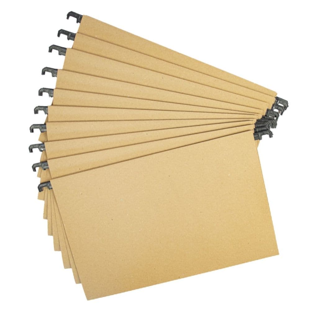 100 Pastas Suspensas Semi Kraft A4 150g Vareta Plástica para Arquivo Organização de Documentos Papelaria Escritório