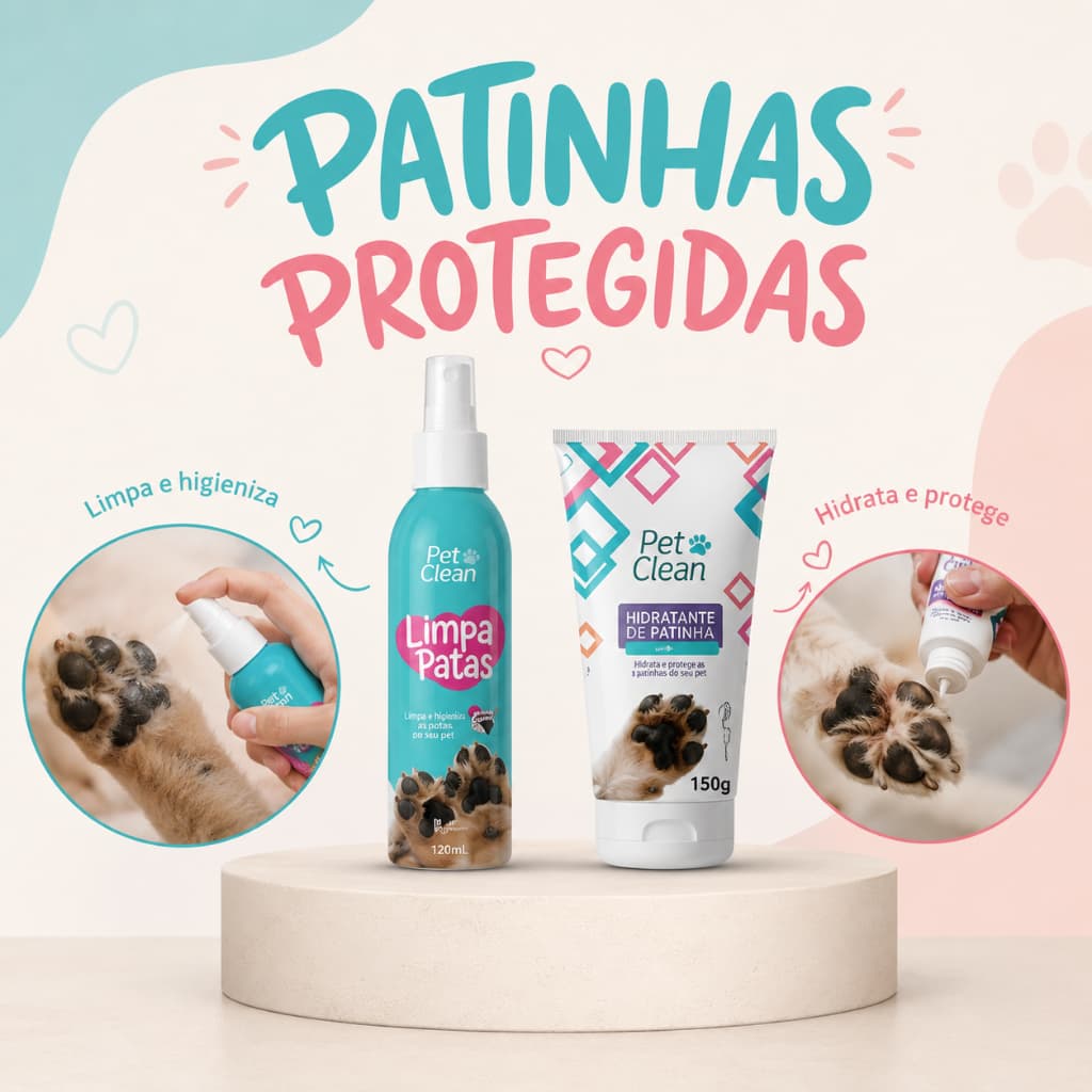 Kit Hidratação Pet Hidrante Patinhas Cachorro e Spray Limpa Patas