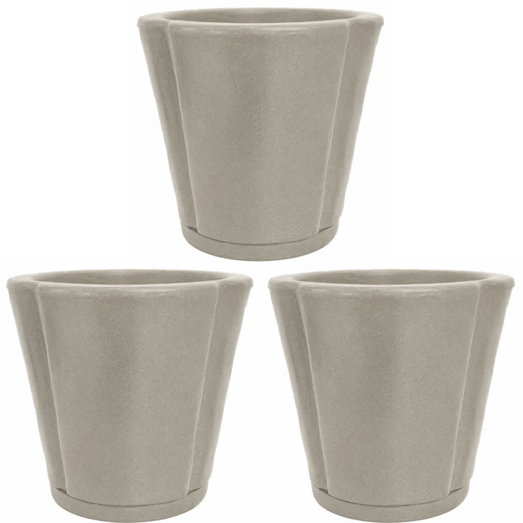 Kit 3 Vasos Para Plantas Cachepô Grego Tamanho M com Prato Coletor - Vaso Decorativo em Polietileno
