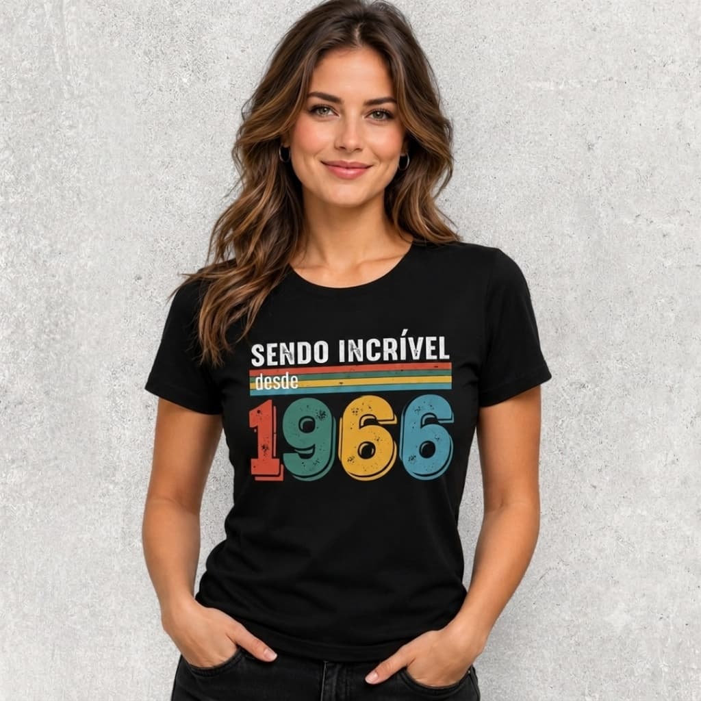 Camiseta Aniversário Sendo Incrível Desde 1966 1976- 60 anos/ 50 anos 100% Algodão Premium Noa