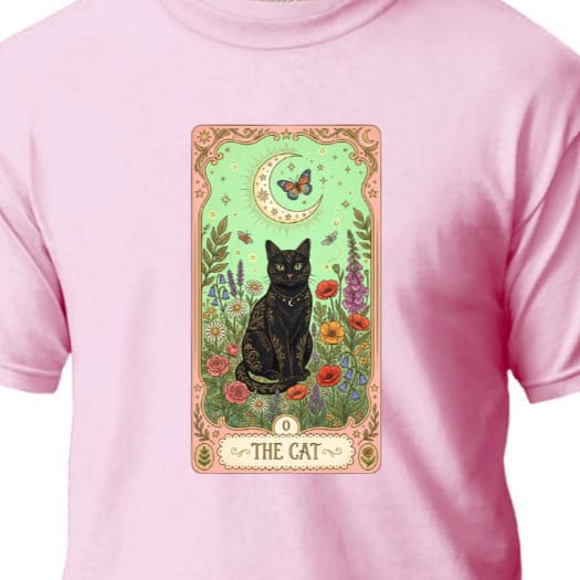 Camiseta Algodão T-shirt CARTA GATO PRETO Baralho Tarot Mistica