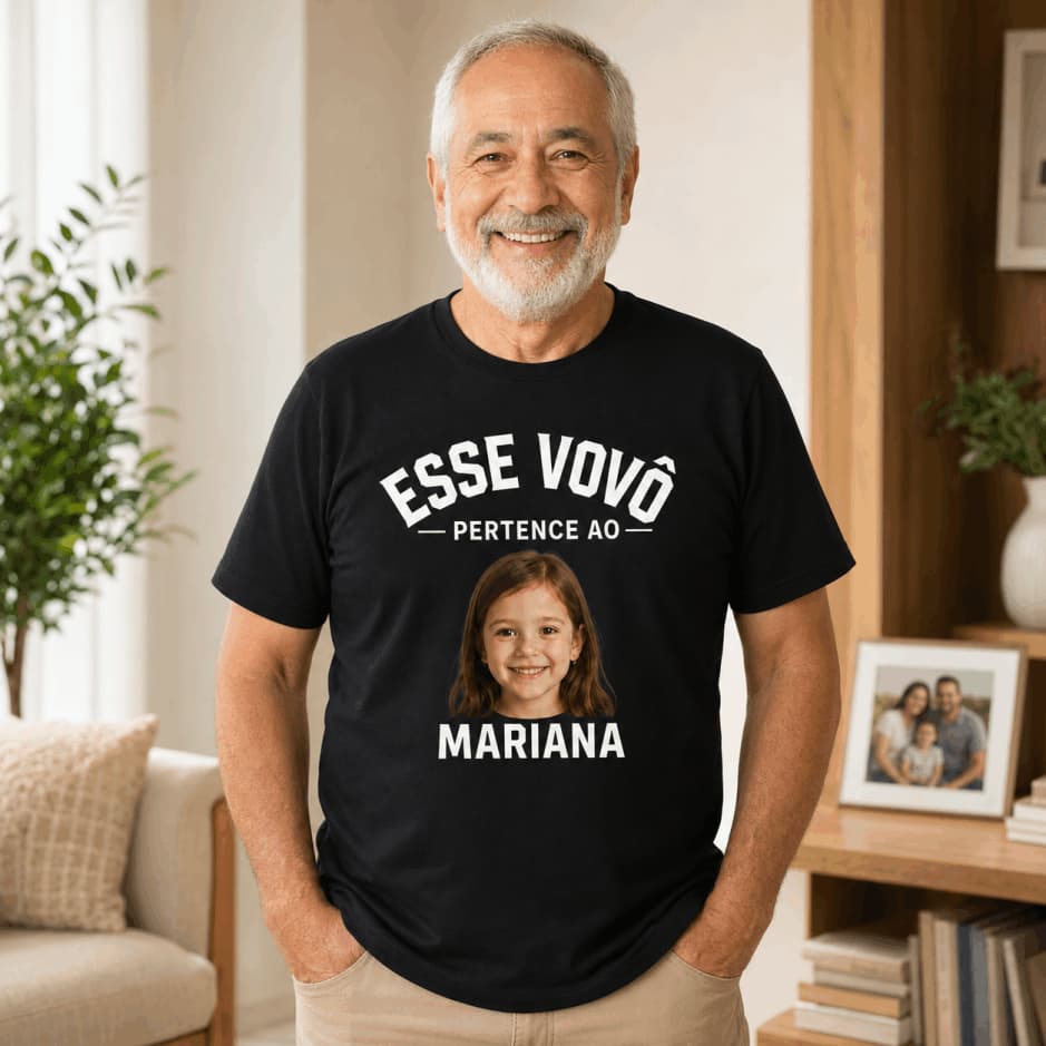Camiseta Esse vovô Pertence a [Nome do Filho] Personalizada com Foto – vovô