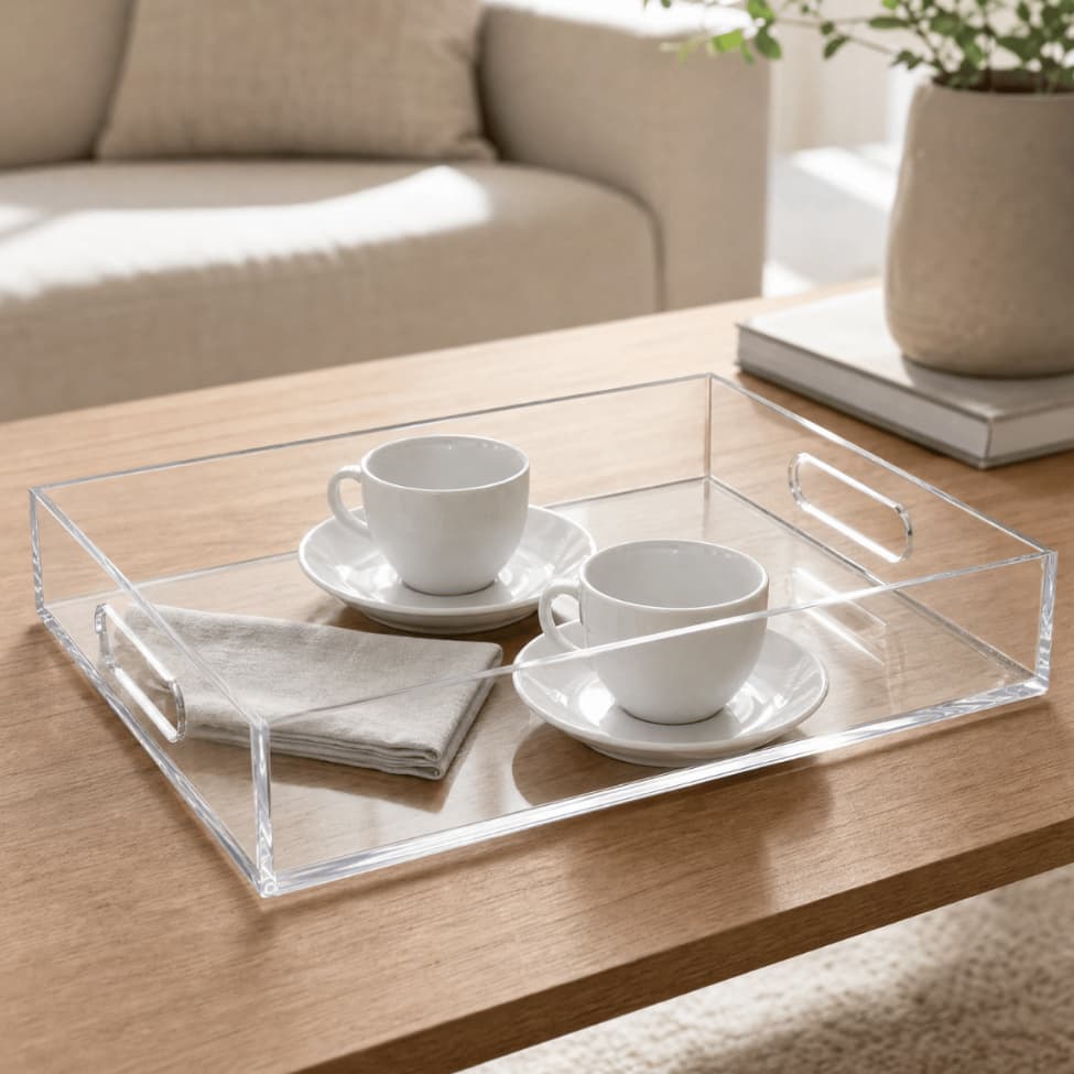 Bandeja Organizadora Multiuso Com Alça Em Acrílico Transparente Para Decoração