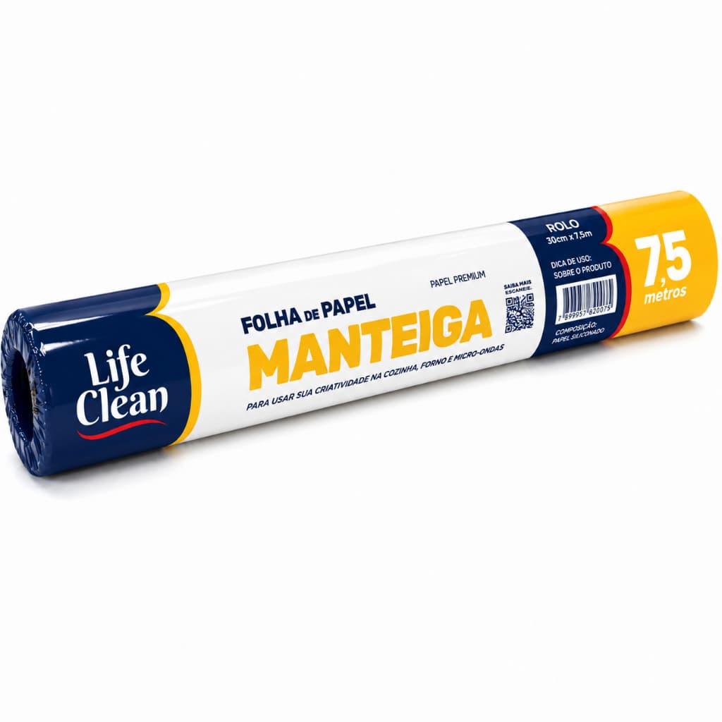 Papel Manteiga Para Cozinha  Life Clean Rolo com 30cm x 7,5m