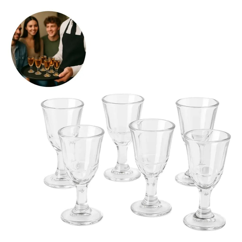 Kit 6 Mini Copos De Shot Taça Vidro Degustação Transparente 10ml