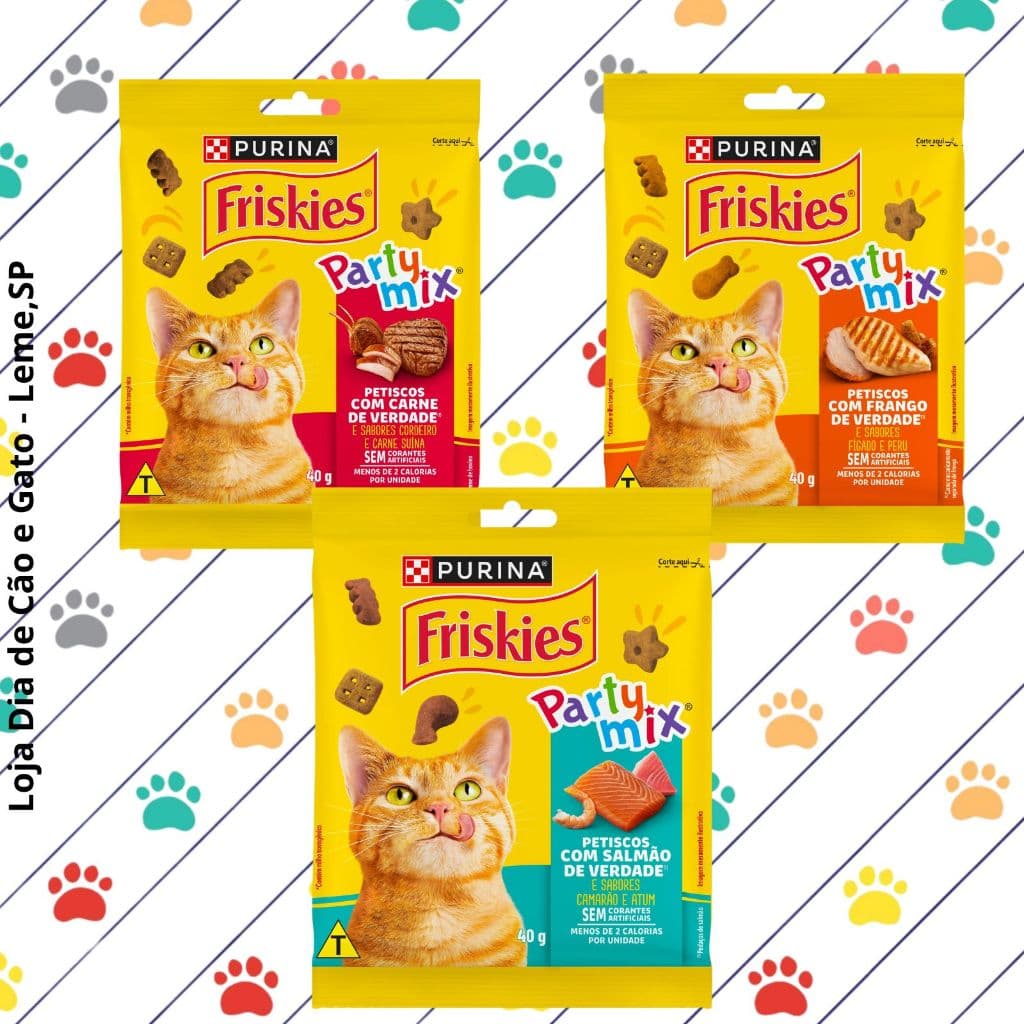 Kit 3, 6, 9, 12 e 15 unidades - Petiscos para Gatos Friskies Party Mix 40g
