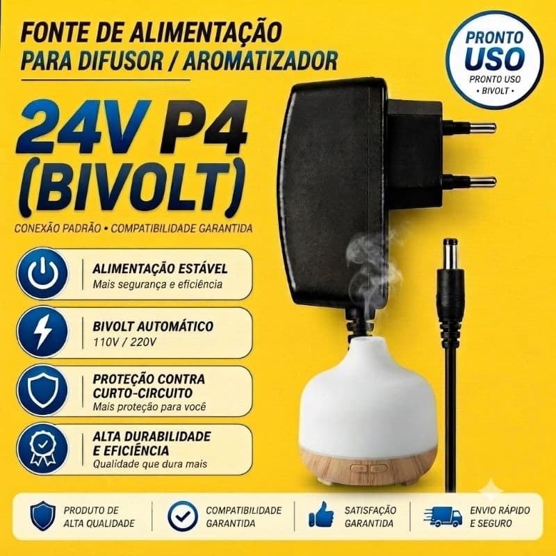 Fonte 24v bivolt P/ Difusor Ultrassônico Petal Doterra