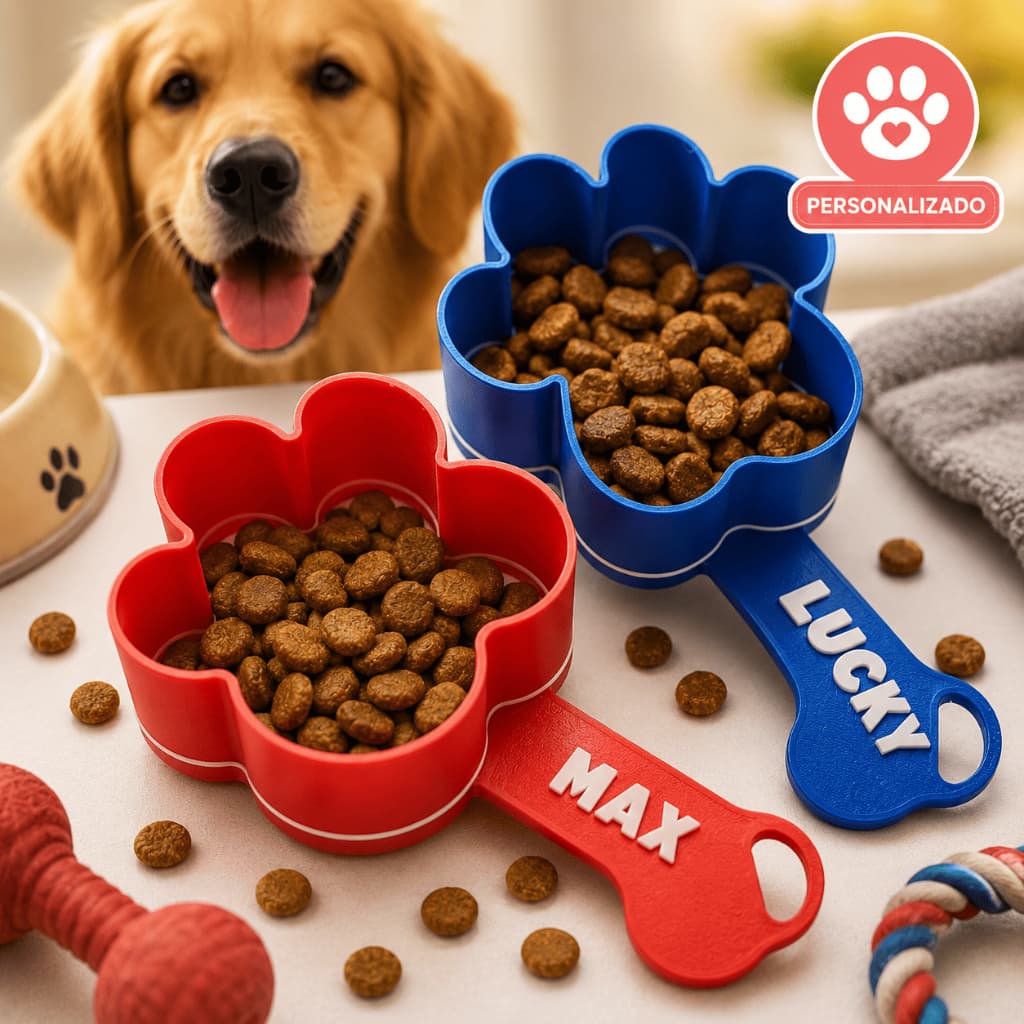 Colher Medidora Pet Ração Personalizada Nome Cachorro Gato Pá Dosadora Scoop Patinha