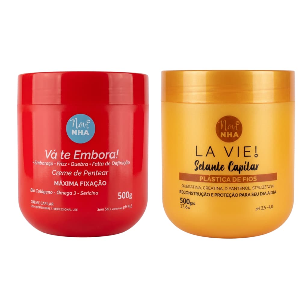 Kit 2 Máscaras Capilares Vá Te Embora + La Vie Selante 500g Proteção Cuidado Fios Profissional