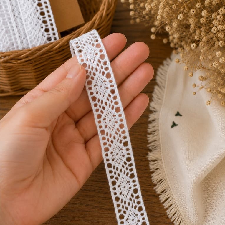 Renda Algodão 1,5cm 1 a 10m Entremeio Artesanato Costura Personalização Boneca Roupa Decoração Acabamento