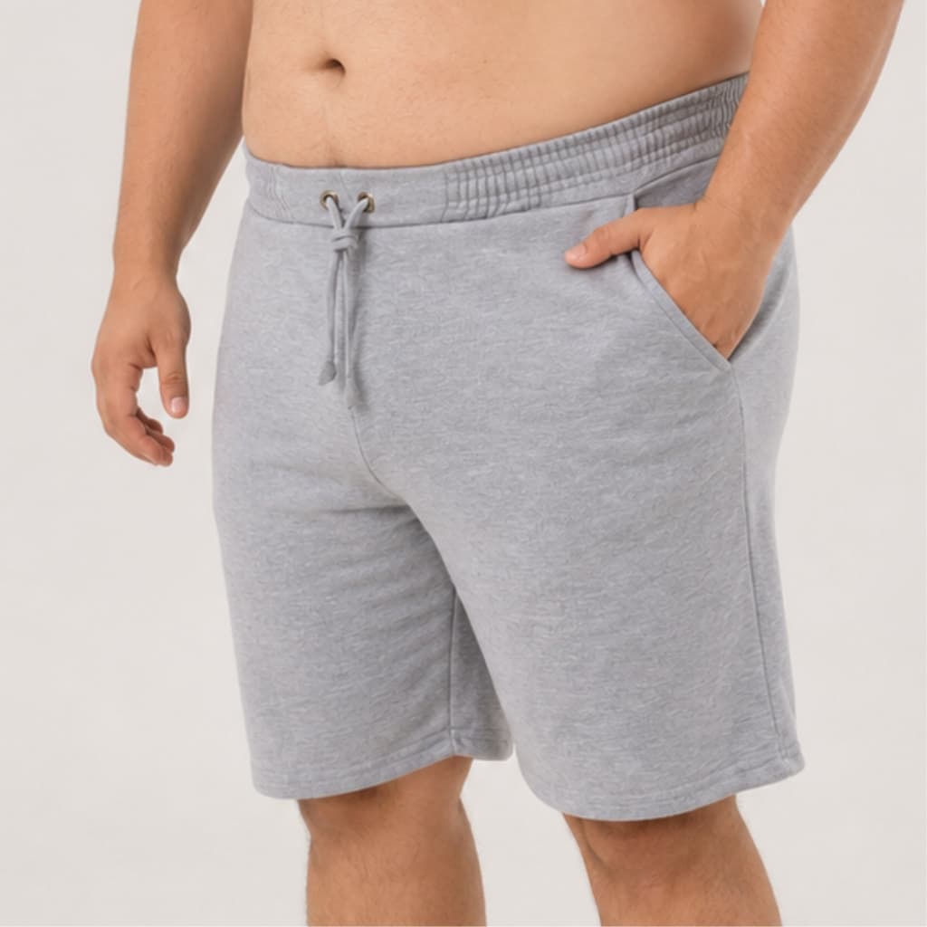 Bermuda Plus Size Moletom Masculina Flanelado Cadarço Elástico Casual Confortável Grande Caminhada Premium