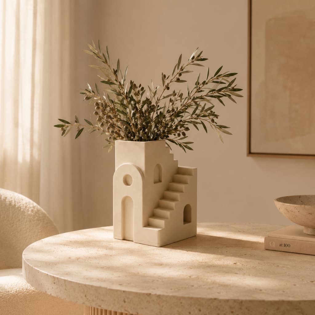 Vaso para Plantas Decorativo Moderno | Cachepô Santorini Texturizado em Alto Relevo