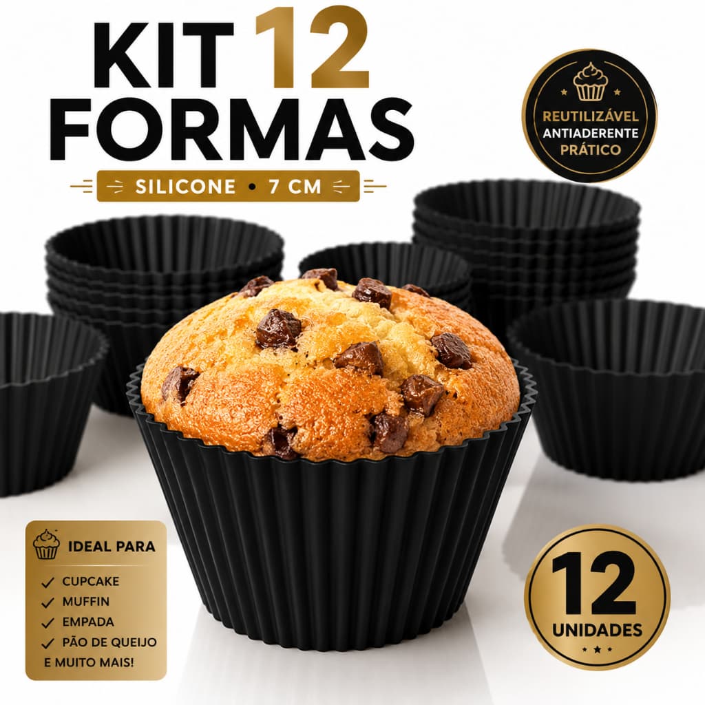 Kit 3 / 6 / 12 Forminha De Silicone Mini Forma Assadeira Para Cupcake Capcake Mini Bolo Air Fryer
