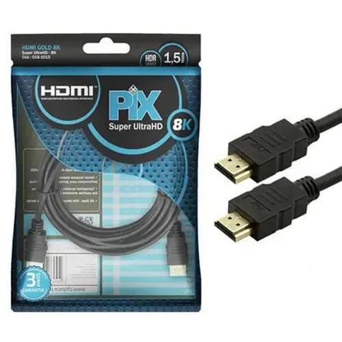 Cabo HDMI 2.1 8K HDR 19P 30AWG Gold 1,5M Pix Super Ultra HD 018-1015
