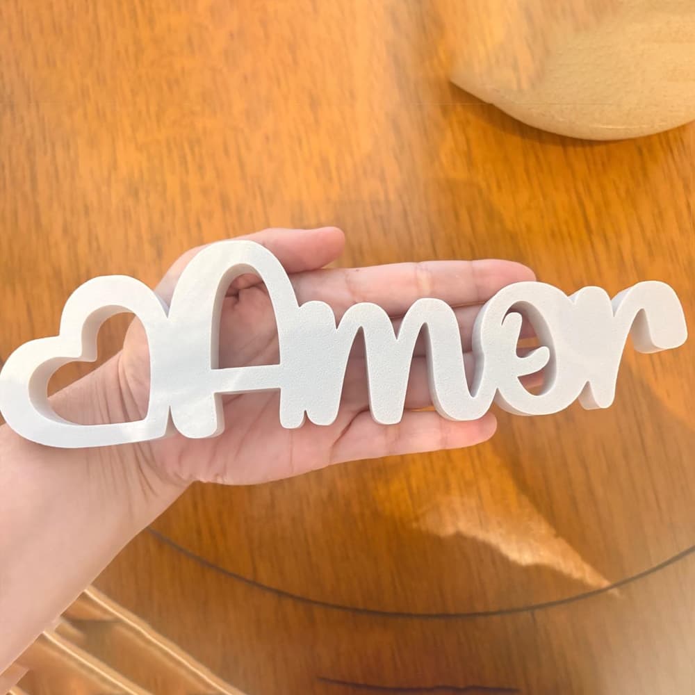 Enfeite de Mesa Palavra Amor com Coração Decoração - Customizaki