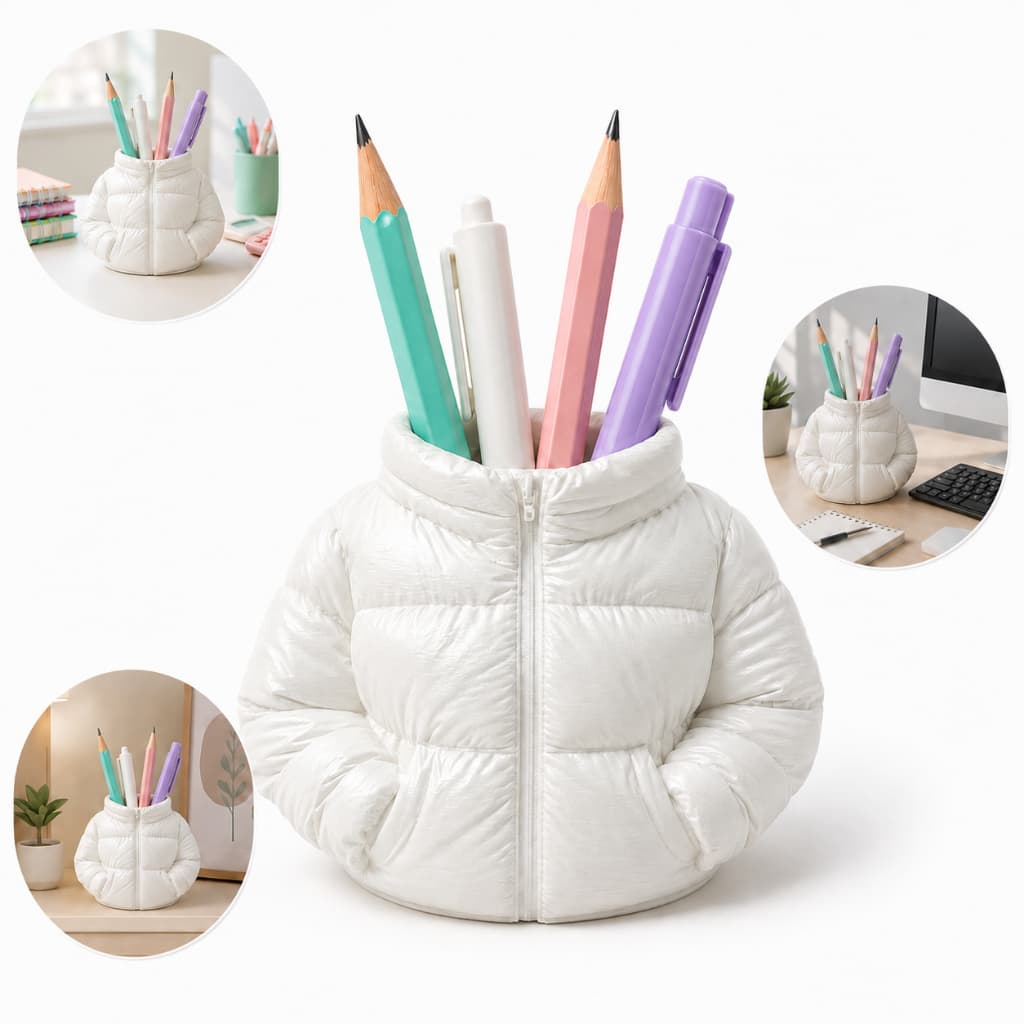 Porta-Lápis Jaqueta Decorativo 3D Organizador de Canetas para Mesa Escritório Escolar Presente Criativo