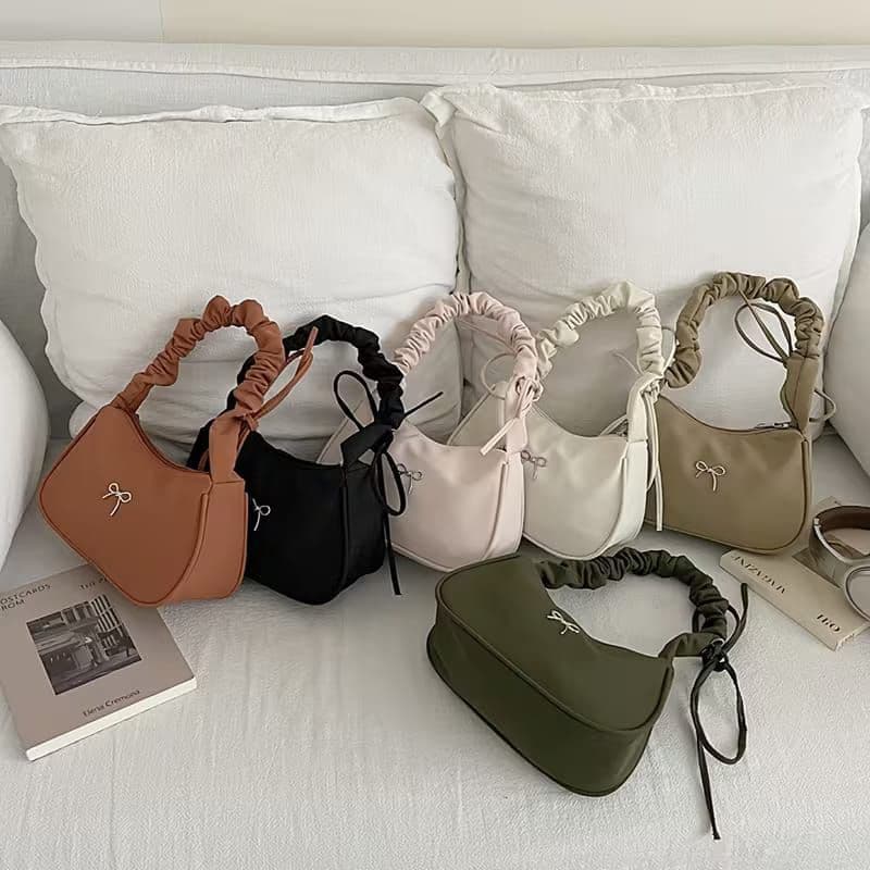 Bolsa Feminina estilo baguete com alça de ombro frufru