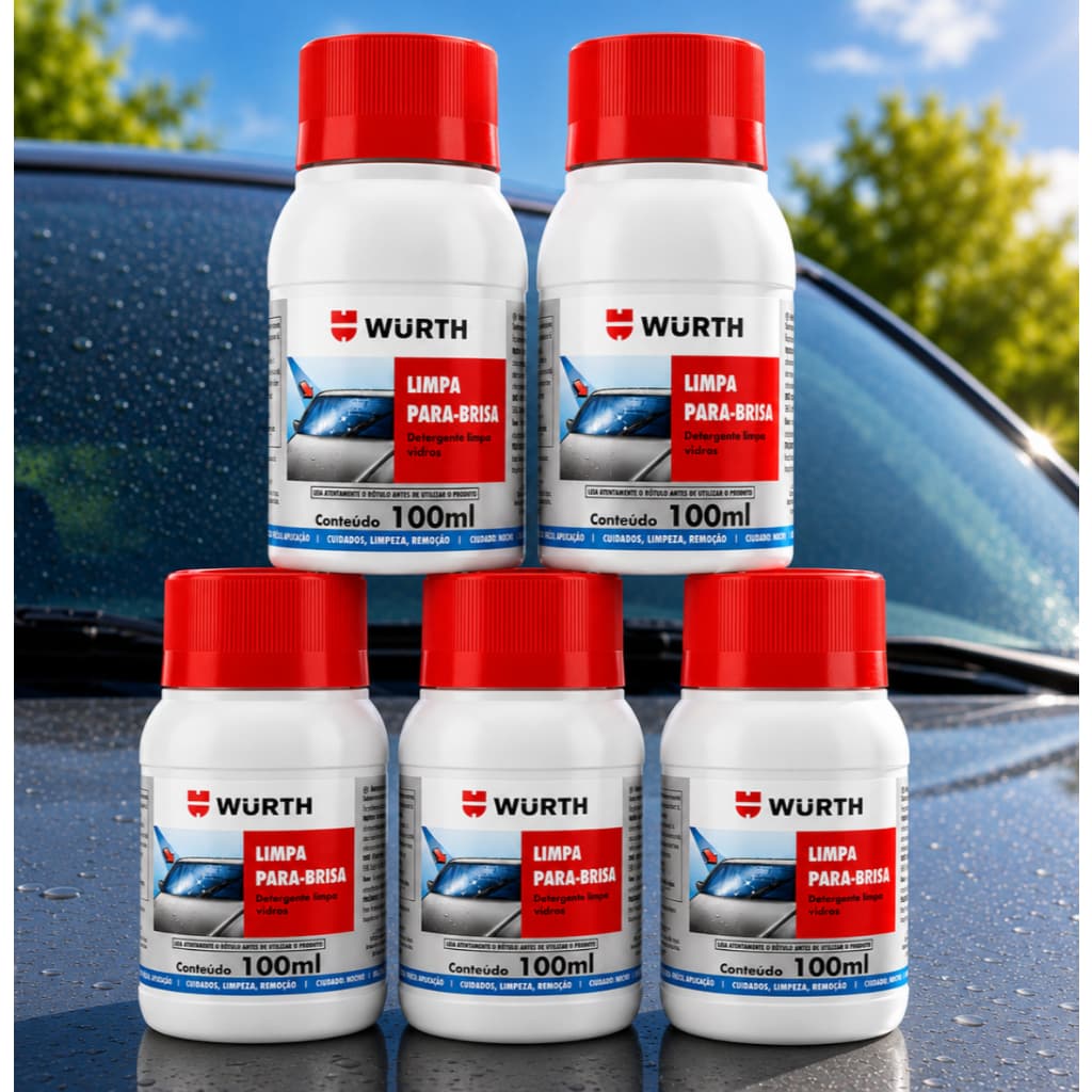 Kit 5 Limpa Para Brisa Wurth 100ml Fluido Liquido Limpeza Parabrisa Automotivo Carro Limpador