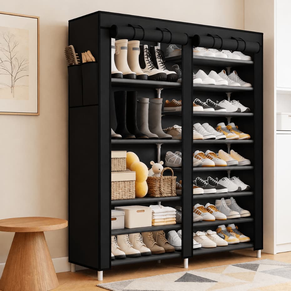 Sapateira Organizador de Sapatos de Tecido com Capa Pano Desmontável Prateleira Armário para Quarto