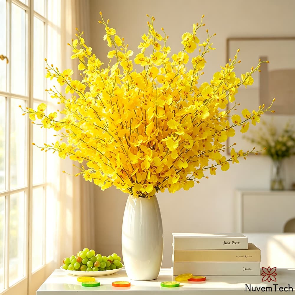 Kit10 Galhos Artificiais De Orquídea Chuva De Ouro Decoração Para Arranjos E Casamentos