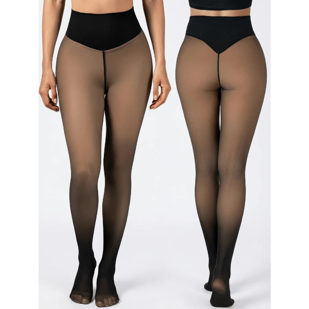MMeia-calça térmica alta cintura feminina, forrada aconchegante para inverno