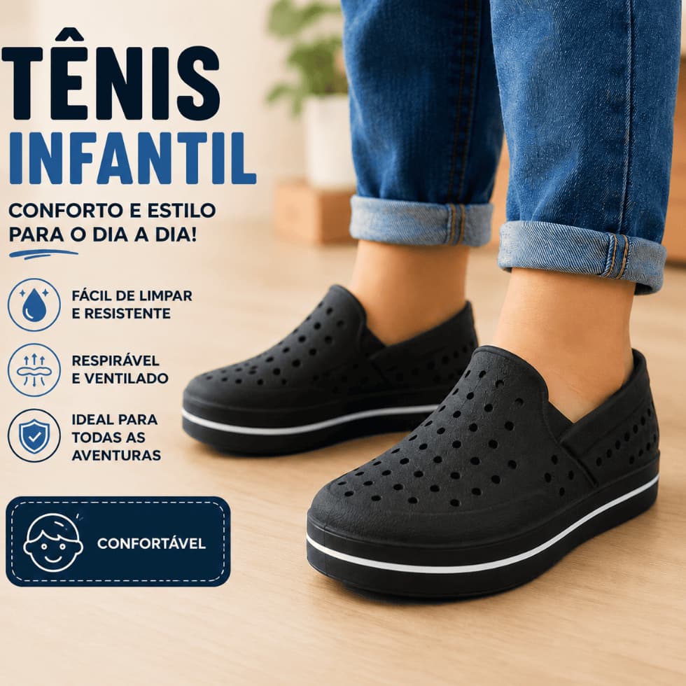 Tenis Infantil Calce Fácil Casual Slip On Menino e Menina
