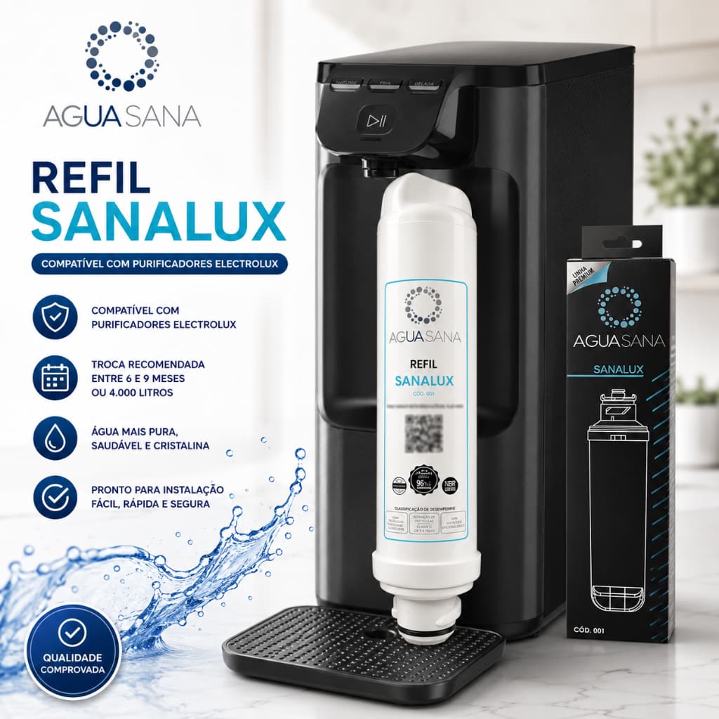 Filtro Refil Água Purificador Compatível Electrolux PAPPCA40 PE11B PE11X PC41B PC41X PH41B PH41X
