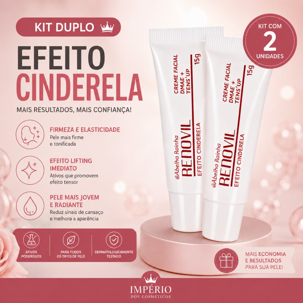 KIt 2 Unidades Efeito Cinderela com DMAE Tens'Up Renovil Abelha Rainha 15g