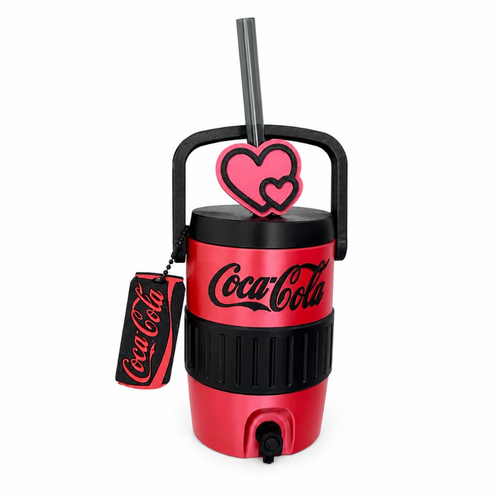 Kit Completo Suporte para Lata Coca-Cola 350ml + Abridor + Canudo + Topo de Canudo ❤️ | Impressão 3D Premium