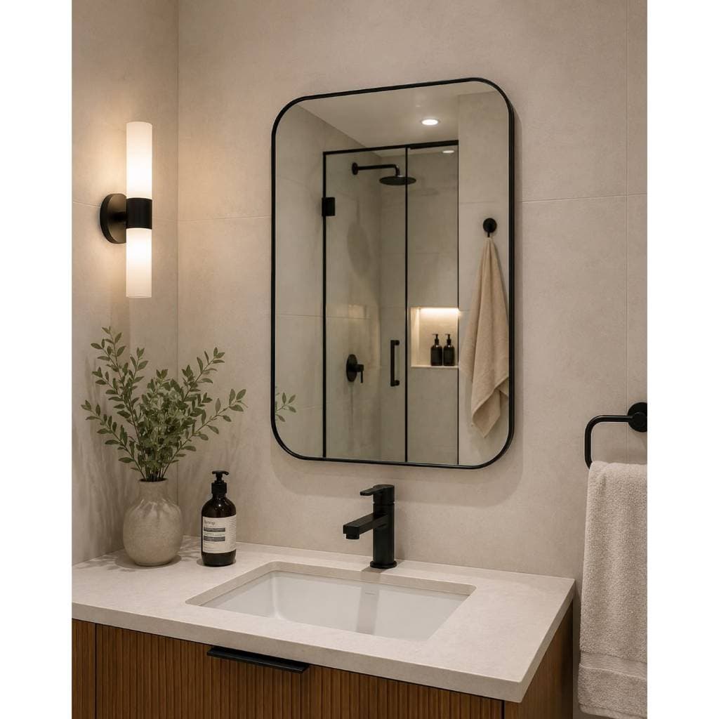 Espelho Decorativo Retangular 60x40cm Sala Quarto Banheiro Hall Espelho com Moldura Couro Ecológico Premium