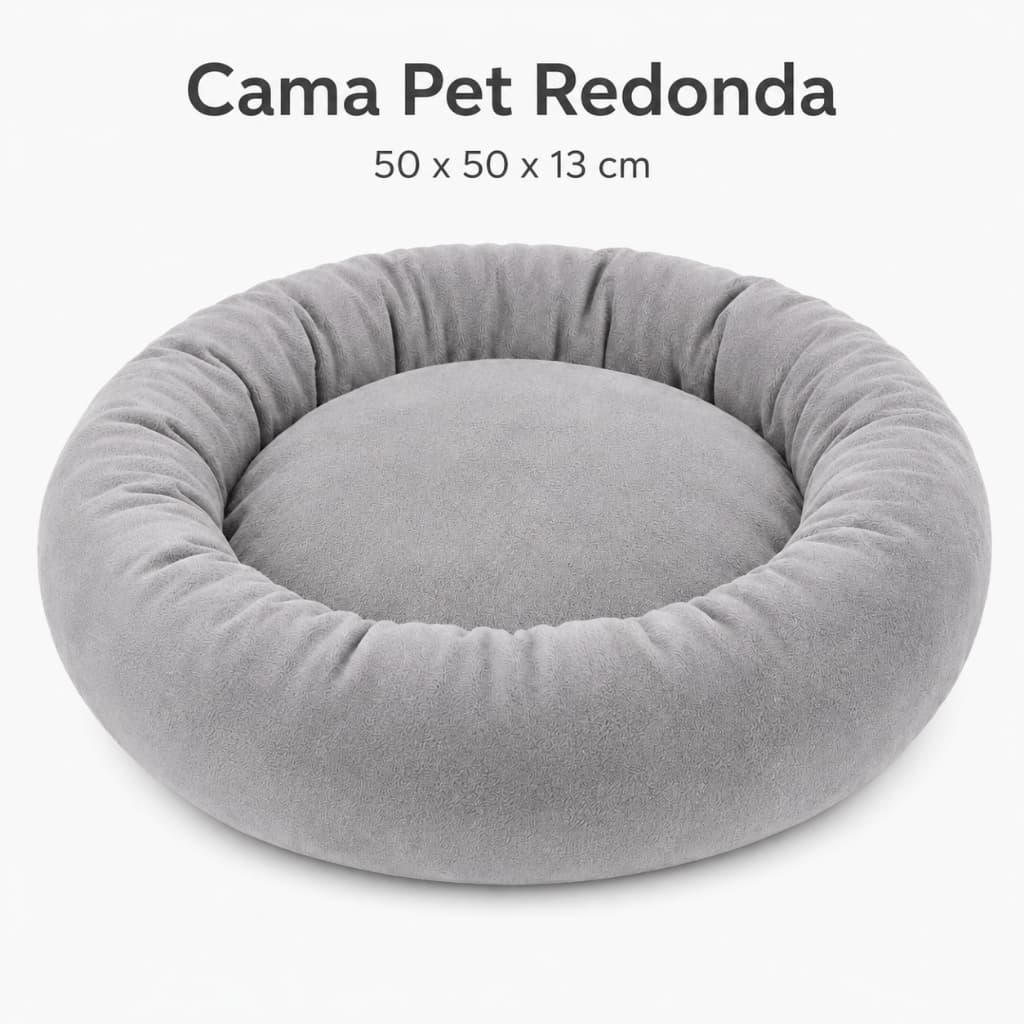 Cama Pet Redonda Ninho Macio Para Cachorro Gato Fibra Siliconada 50x50cm Sono Tranquilo