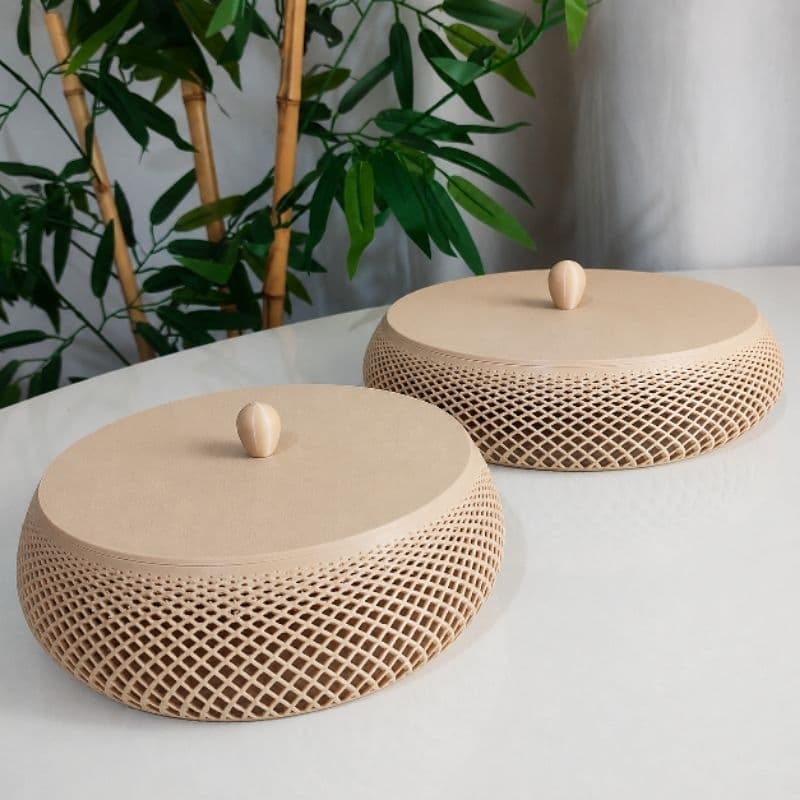 Centro de Mesa Decorativo com Tampa Lisa Organizador Porta-Treco Bowl Tigela Cesto Sala Escritório Minimalista 15 e 20cm