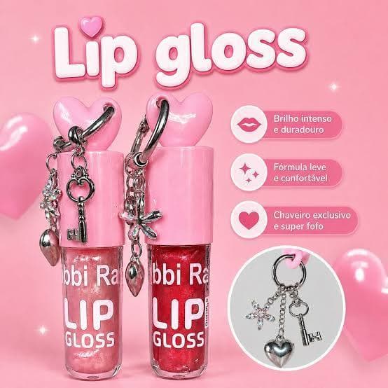 Lip Gloss com Chaveiro de Coração da marca Bobbi Rara