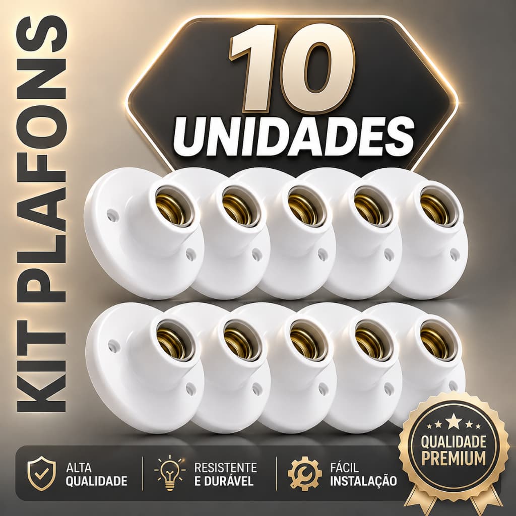Luminária Plafon Plafonier Redondo Kit 10, 5 e 3 unidades para Lâmpada Bocal E27 110/220V Teto Parede