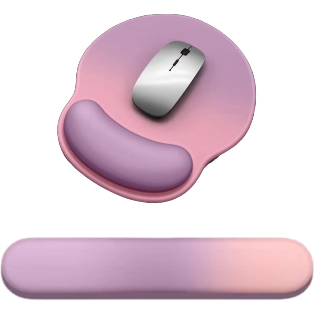 Mouse pad ergonômico antiderrapante com tapete de teclado rosa, gradiente e roxo
