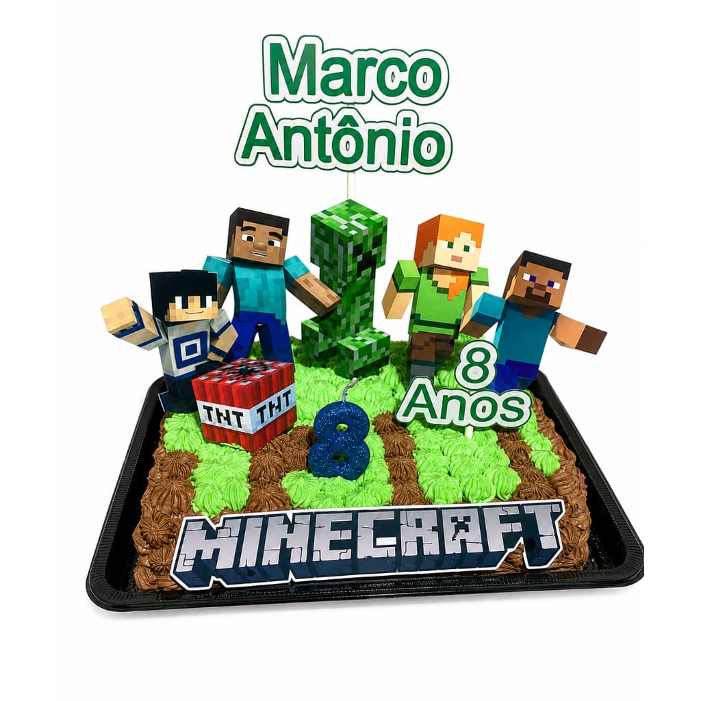 Topo de bolo Minecraft /Topper Minecraft / Decoração minecraft