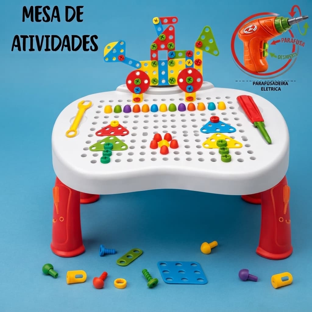 Parafusadeira Elétrica Ferramenta Montagem Infantil Educativo Criativo Montar Aprendizado Interativo