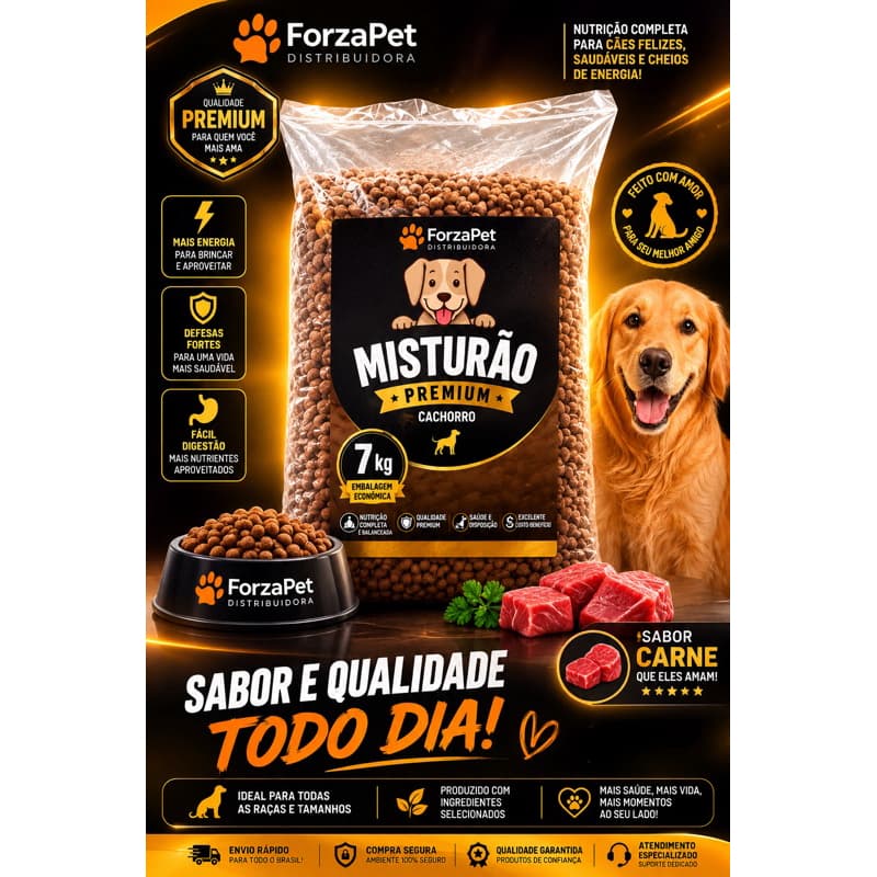 Misturão Para Cachorro 7kg Ração Premium Econômica Mix Nutritivo Para Cães Adultos