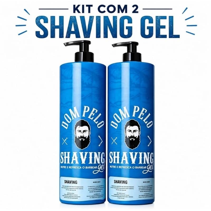 Kit com 2 Shaving Gel Dom Pelo – Gel para Barbear Profissional 1L Cada