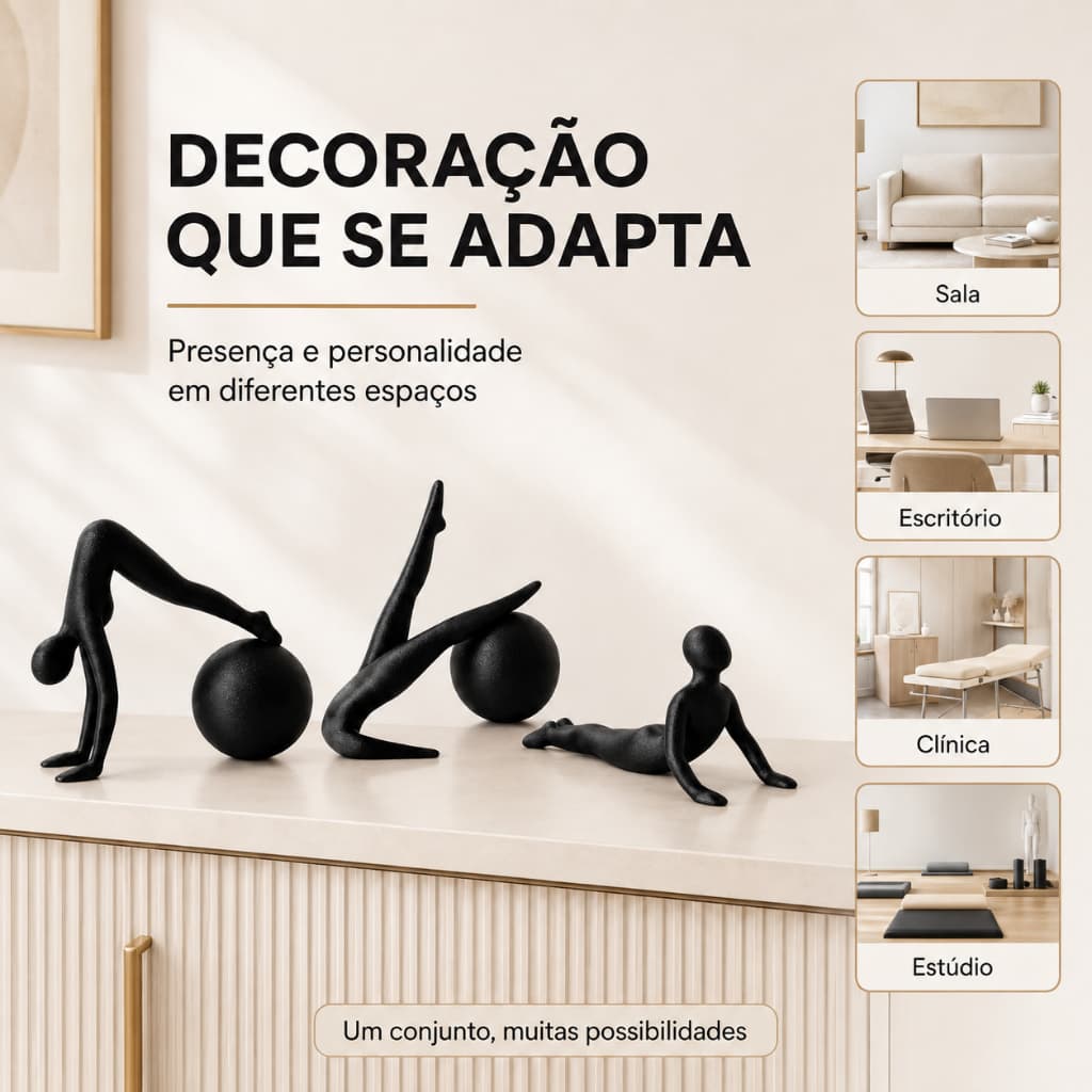 Estátua Pilates Trio Studio Ioga Decorativo Escultura Abstrato Moderno Minimalista Design Elegante