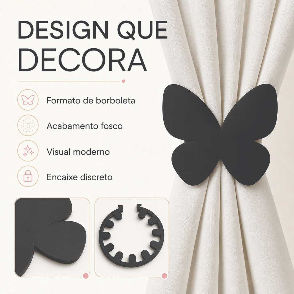 1 Par Prendedor Enfeite Para Cortina Borboleta Strass