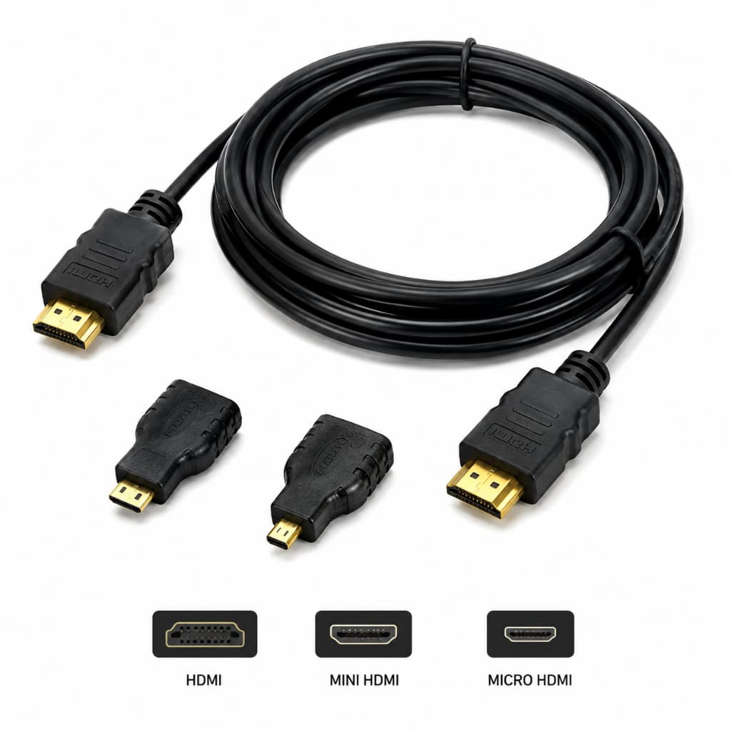 Cabo HDMI 4K Ultra HD 1,5 Metros com Mini HDMI Micro HDMI 3 em 1 TV Monitor Notebook