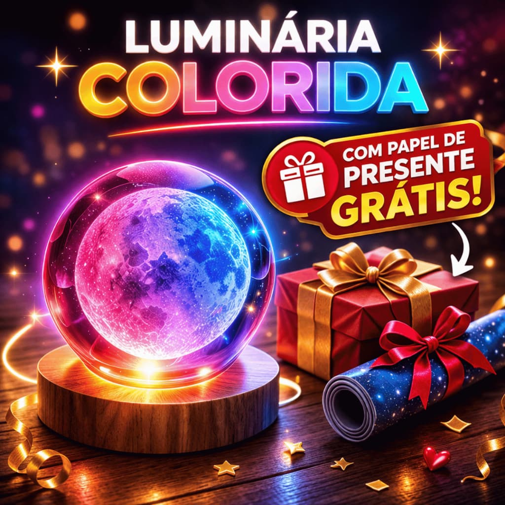 Luminária Mesa decorativa colorida Esfera de vidro Ideal para Presentear acompanha embrulho +fitilho