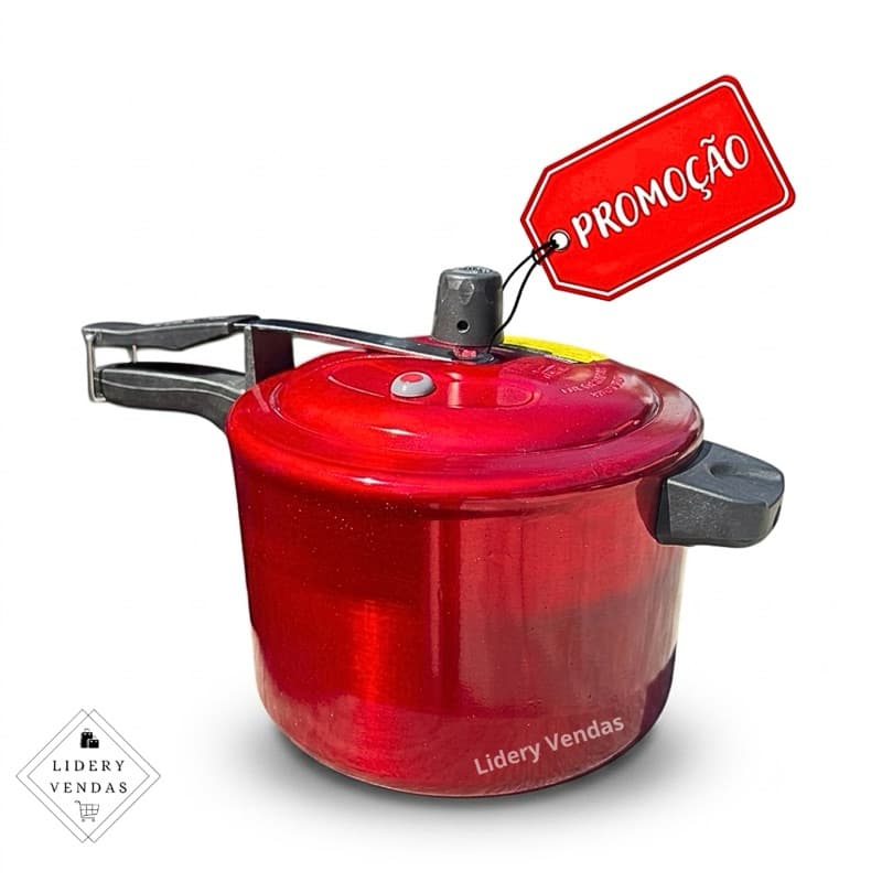 Panela de Pressão Vermelha Cereja Até 7L Brilhosa 4,5L e 2,5L Grande Pequena Alumínio Cozinha Fogão