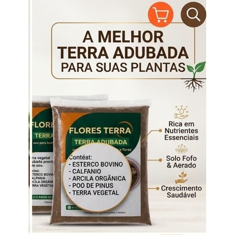 terra adubada para suas plantas 3kg - ENVIO RÁPIDO