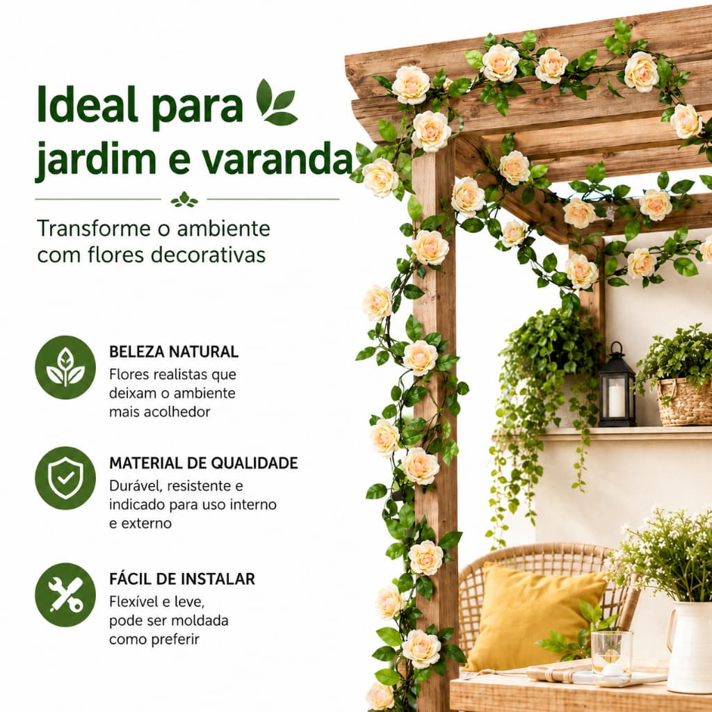 2,4m de flores artificiais de rosas, trepadeira de seda simulando flores para pendurar na parede