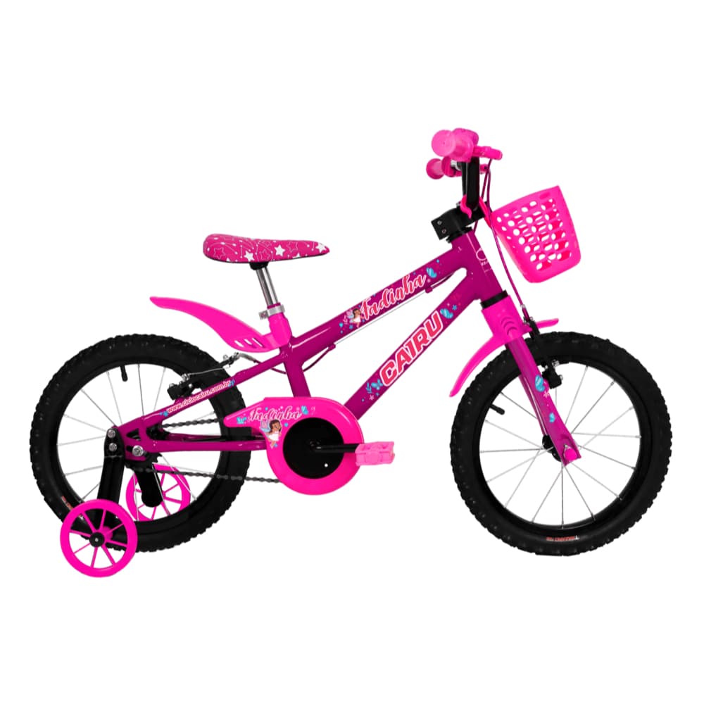 Bicicleta infantil feminina com rodinha e cesta aro 16 rosa