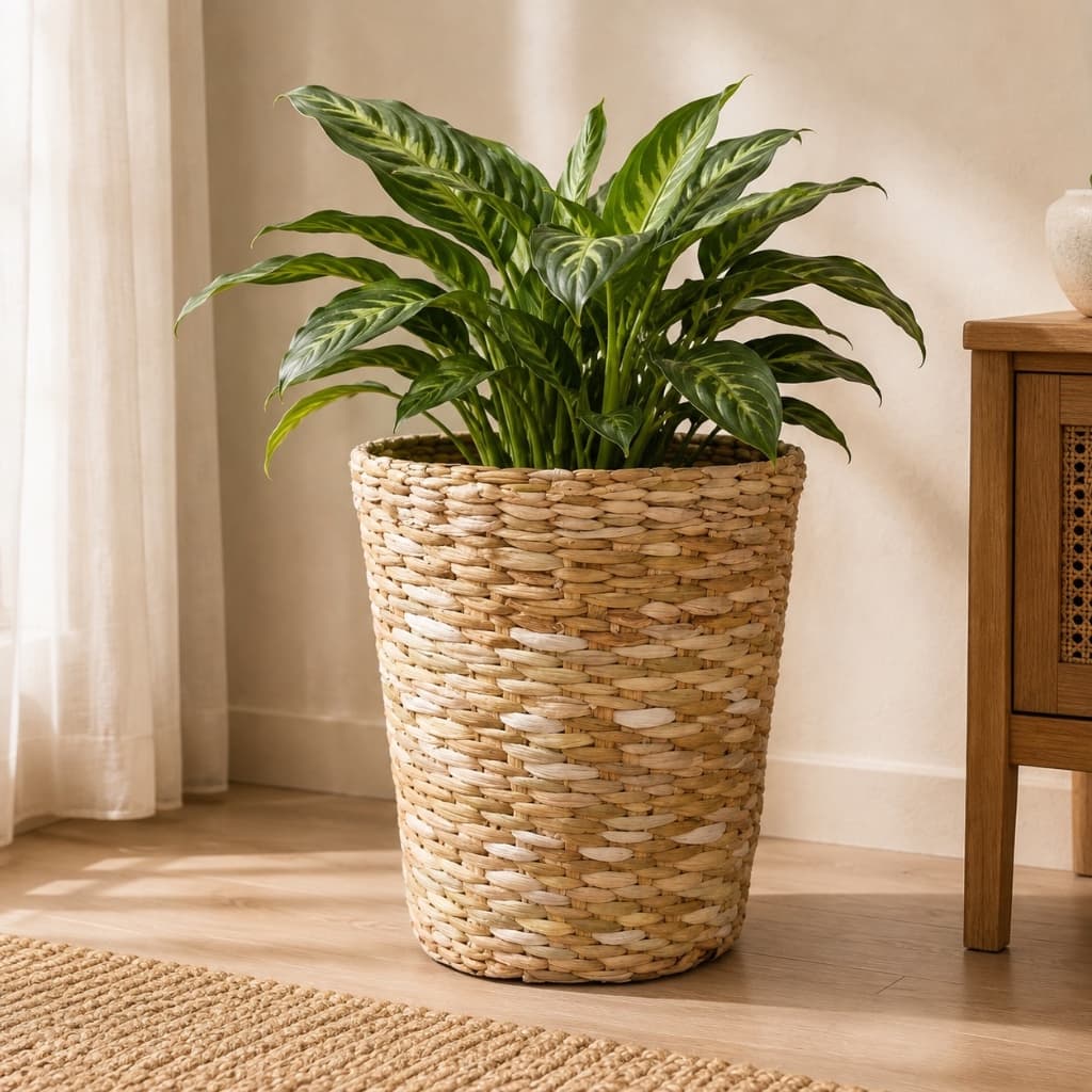 Vaso Cachepot Afunilado G em Palha de Taboa para Plantas e Decoração