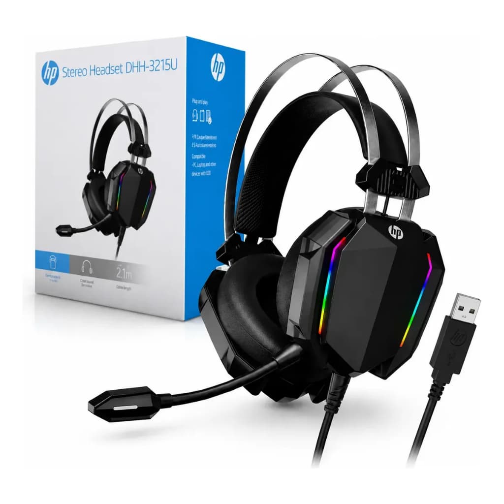 Headset Fone Hp 3215u Com Fio, Microfone Gamer E Escritório